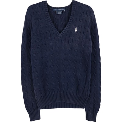 古着 ラルフローレン Ralph Lauren RALPH LAUREN SPORT ケーブル編み Vネック コットンニットセーター レディースM相当/eaa621744