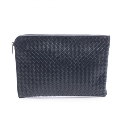 ボッテガヴェネタ BOTTEGA VENETA イントレチャート セカンドバッグ クラッチバッグ バッグ レザー メンズ ネイビー系 【中古】