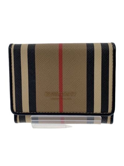 Burberry Small Icon Stripe E-canvas Folding Wallet "Archive Beige"