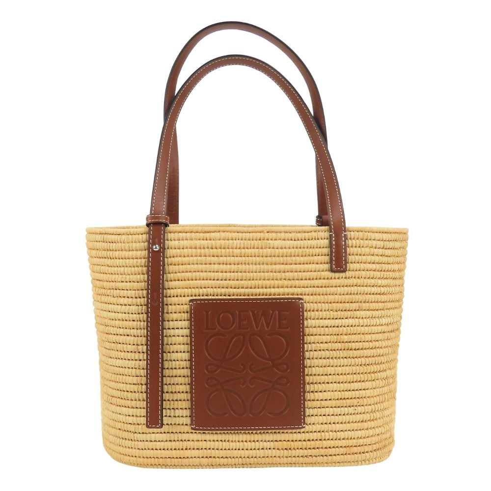 【中古】 ロエベ トートバッグ カゴバッグ A223099X02 ラフィア レザー ベージュ ブラウン レディース 女性 LOEWE