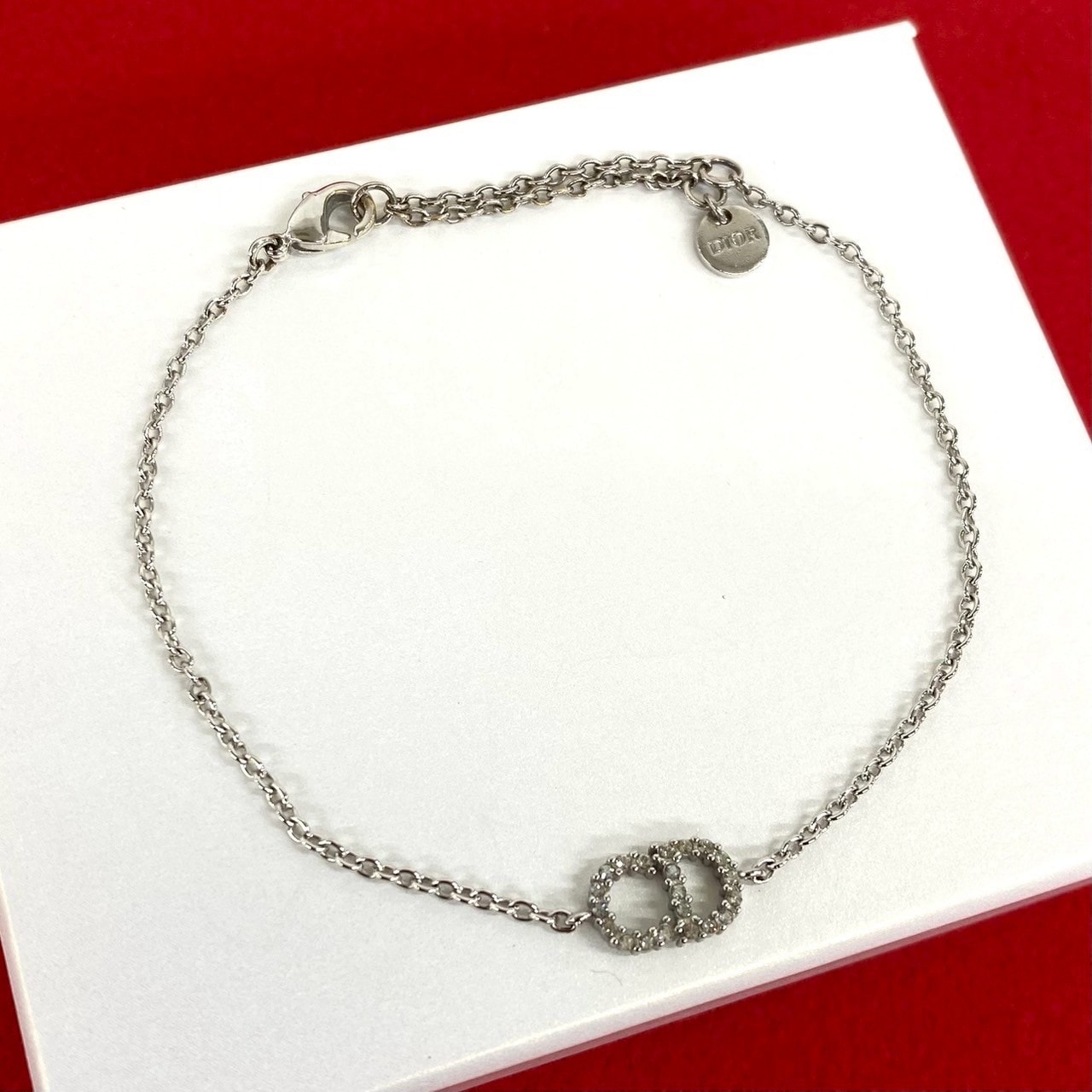 Christian Dior ディオール CD ロゴ モチーフ 合金 メッキ ブレスレット シルバー
 08333
