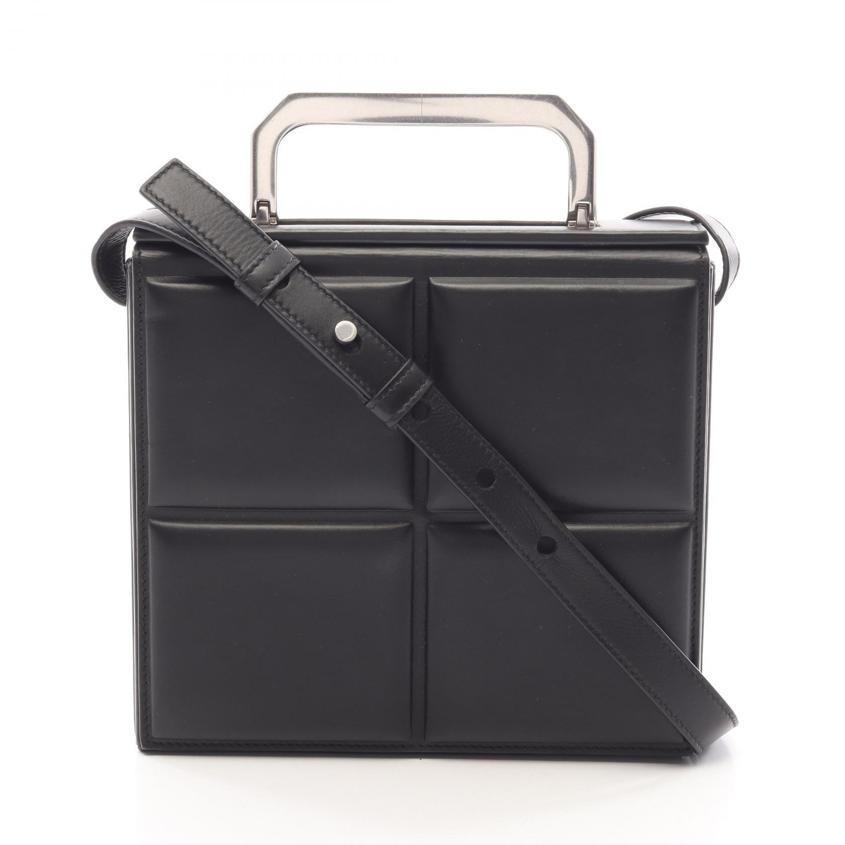ボッテガヴェネタ BOTTEGA VENETA スクエア 2WAY ハンドバッグ バッグ レザー レディース ブラック系 【中古】