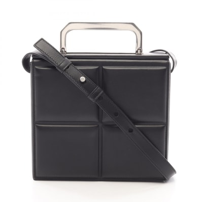 ボッテガヴェネタ BOTTEGA VENETA スクエア 2WAY ハンドバッグ バッグ レザー レディース ブラック系 【中古】