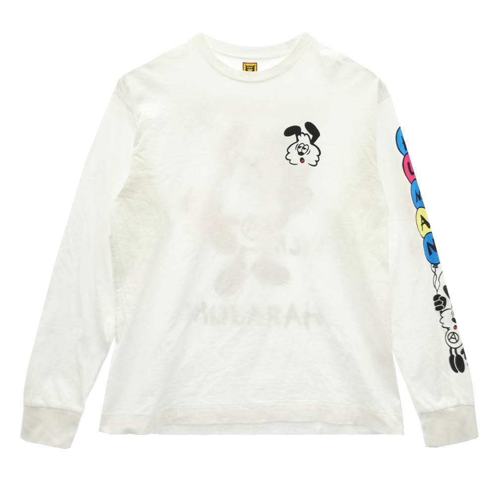 HUMAN MADE ヒューマンメイド × VERDY VICK TEE ヴィック ヴェルディ ロングスリーブ 長袖 Tシャツ カットソー ホワイト系 L【中古】