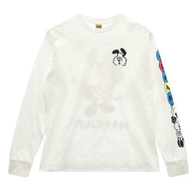 HUMAN MADE ヒューマンメイド × VERDY VICK TEE ヴィック ヴェルディ ロングスリーブ 長袖 Tシャツ カットソー ホワイト系 L【中古】