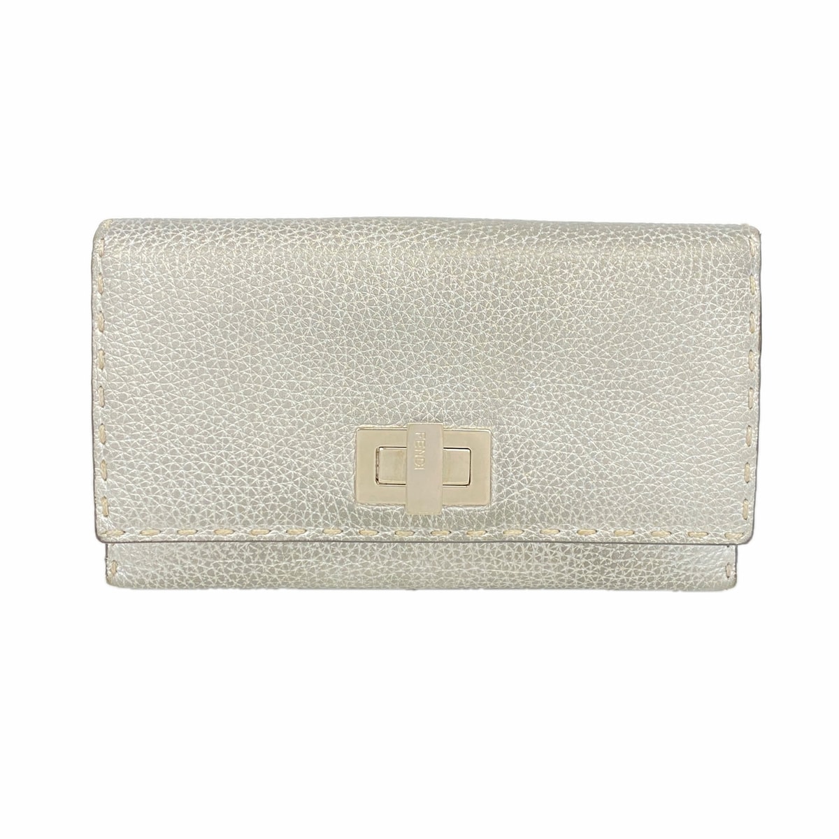 【6hf6323】フェンディ 長財布 セレリア レザー シルバー シルバー金具【中古】レディース