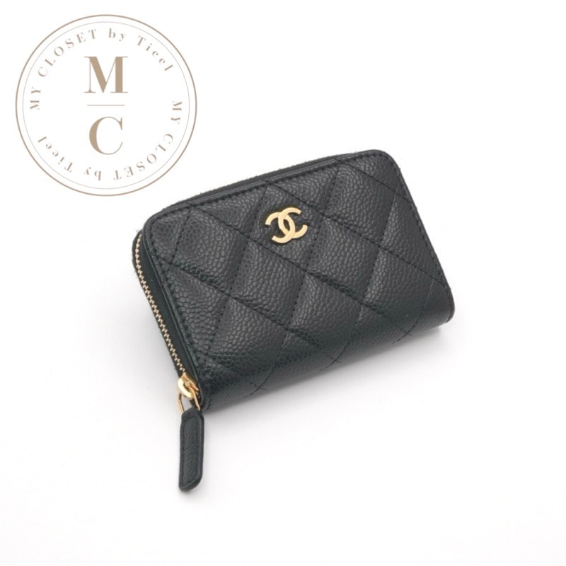 シャネル CHANEL 財布 コインケース 小銭入れ ブラック ゴールド ココマーク クラシック ジップ コインパース カードケース