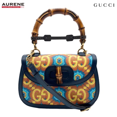 GUCCI グッチ ショルダーバッグ 1947 100周年記念モデル GGカレイドスコープ バンブー 2WAY 678489 PVC ブルー レディース
【中古】