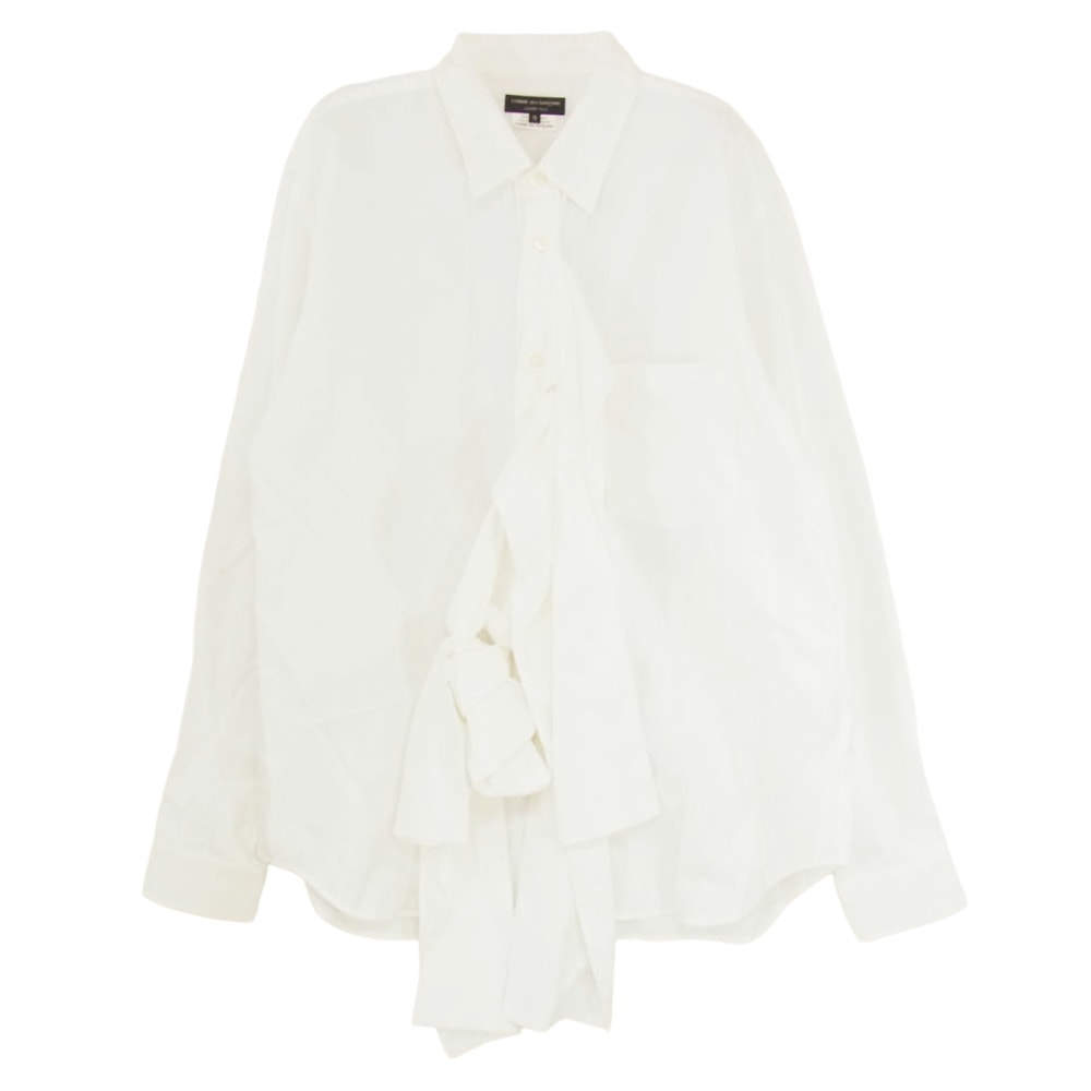 COMME des GARCONS HOMME PLUS コムデギャルソンオムプリュス 25SS PO-B021 ドット リボン 長袖 シャツ ブラウス ホワイト系 M【中古】