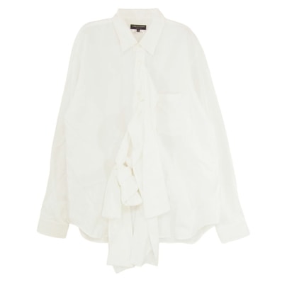 COMME des GARCONS HOMME PLUS コムデギャルソンオムプリュス 25SS PO-B021 ドット リボン 長袖 シャツ ブラウス ホワイト系 M【中古】