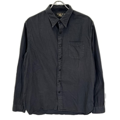 ダブルアールエル ブラック コットン100 猫目ボタン RAILMAN WORK SHIRT M