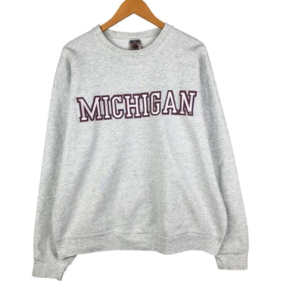 古着 90年代 フルーツオブザルーム FRUIT OF THE LOOM MICHIGAN ミシガン大学 プリントスウェットシャツ トレーナー USA製 メンズXL相当 ヴィンテージ/eaa595069