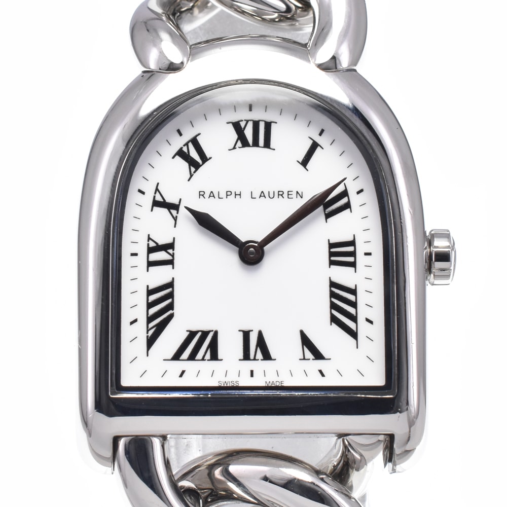 ラルフローレン RALPH LAUREN K00400 スティラップ プティ リンク ホワイト クォーツ レディース 美品 腕時計 L#148181