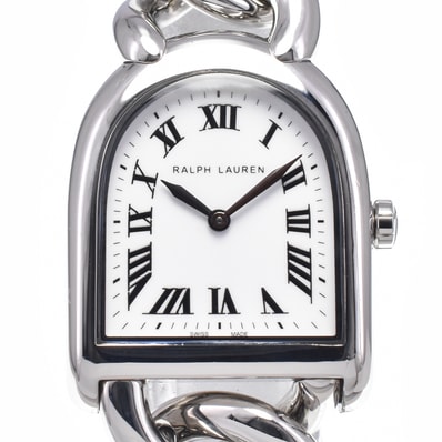 ラルフローレン RALPH LAUREN K00400 スティラップ プティ リンク ホワイト クォーツ レディース 美品 腕時計 L#148181