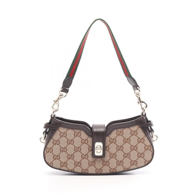 グッチ GUCCI ムーンサイド シェリーライン GGキャンバス ハンドバッグ バッグ キャンバス レザー レディース ベージュ系 / ブラウン系 786015 【中古】