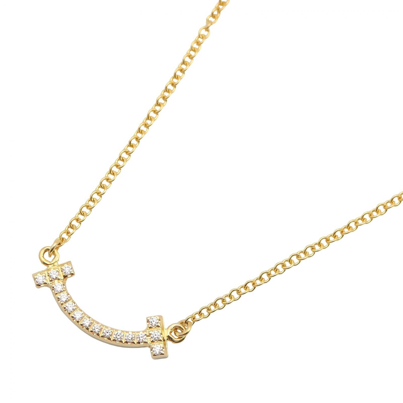 ティファニー TIFFANY&CO Tスマイル ミニ ダイヤ ネックレス ネックレス ジュエリー K18(イエローゴールド) ダイヤモンド レディース クリア系 / ゴールド系 【中古】