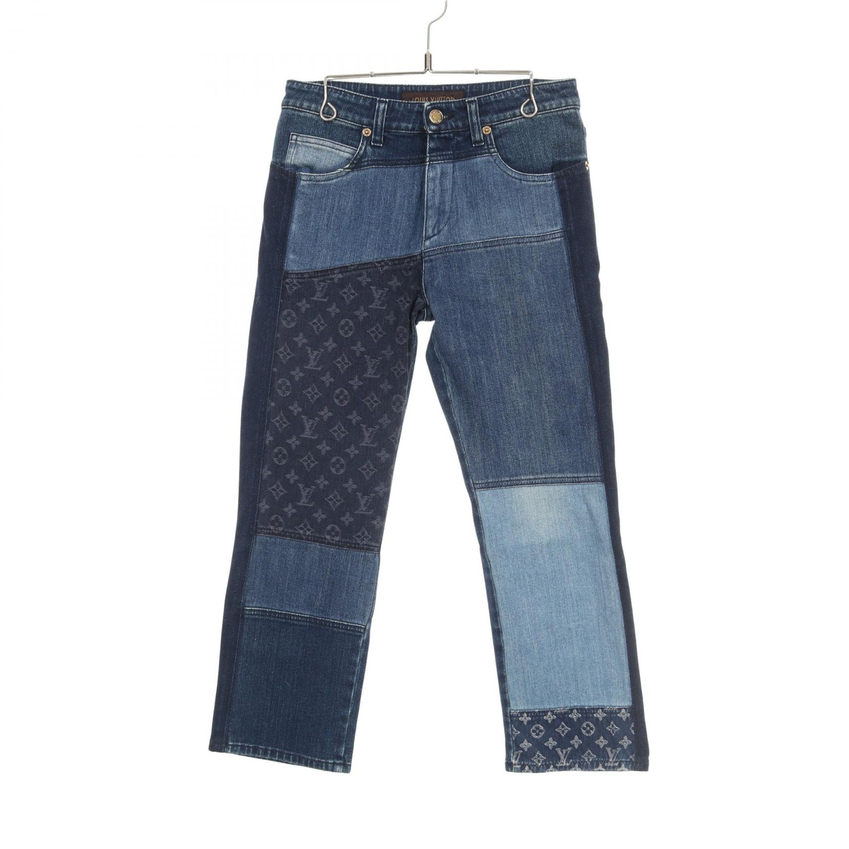 ルイ・ヴィトン LOUIS VUITTON パッチワーク デニムパンツ 衣料品 ボトムス コットン レディース ネイビー系 RW132W F 4PA33DKH 【中古】