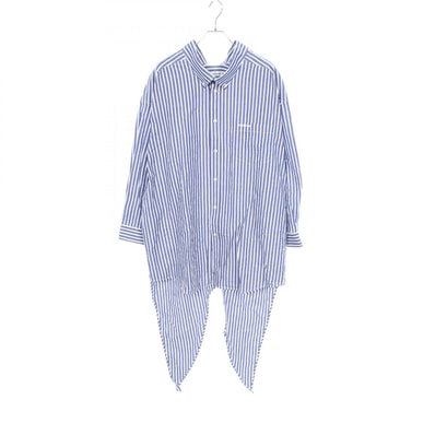 バレンシアガ BALENCIAGA ロゴ刺繍 オーバーサイズ ストライプ 衣料品 トップス コットン レディース ブルー系 / ホワイト系 【中古】