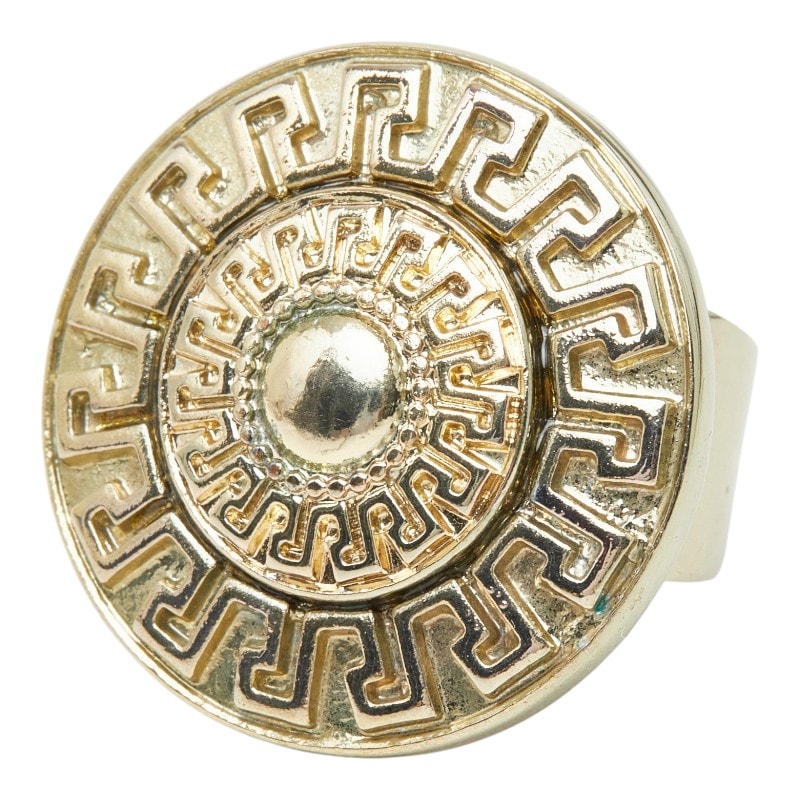 ヴェルサーチェ ロゴ リング 指輪 ゴールド メッキ レディース VERSACE 【中古】