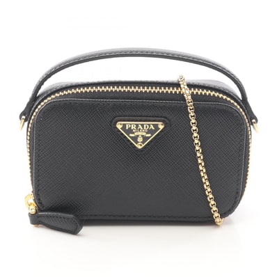 プラダ PRADA サフィアーノトライアングル ミニポーチ ショルダーバッグ バッグ サフィアーノレザー レディース ブラック系 1NR025QHHF0002 【新品】