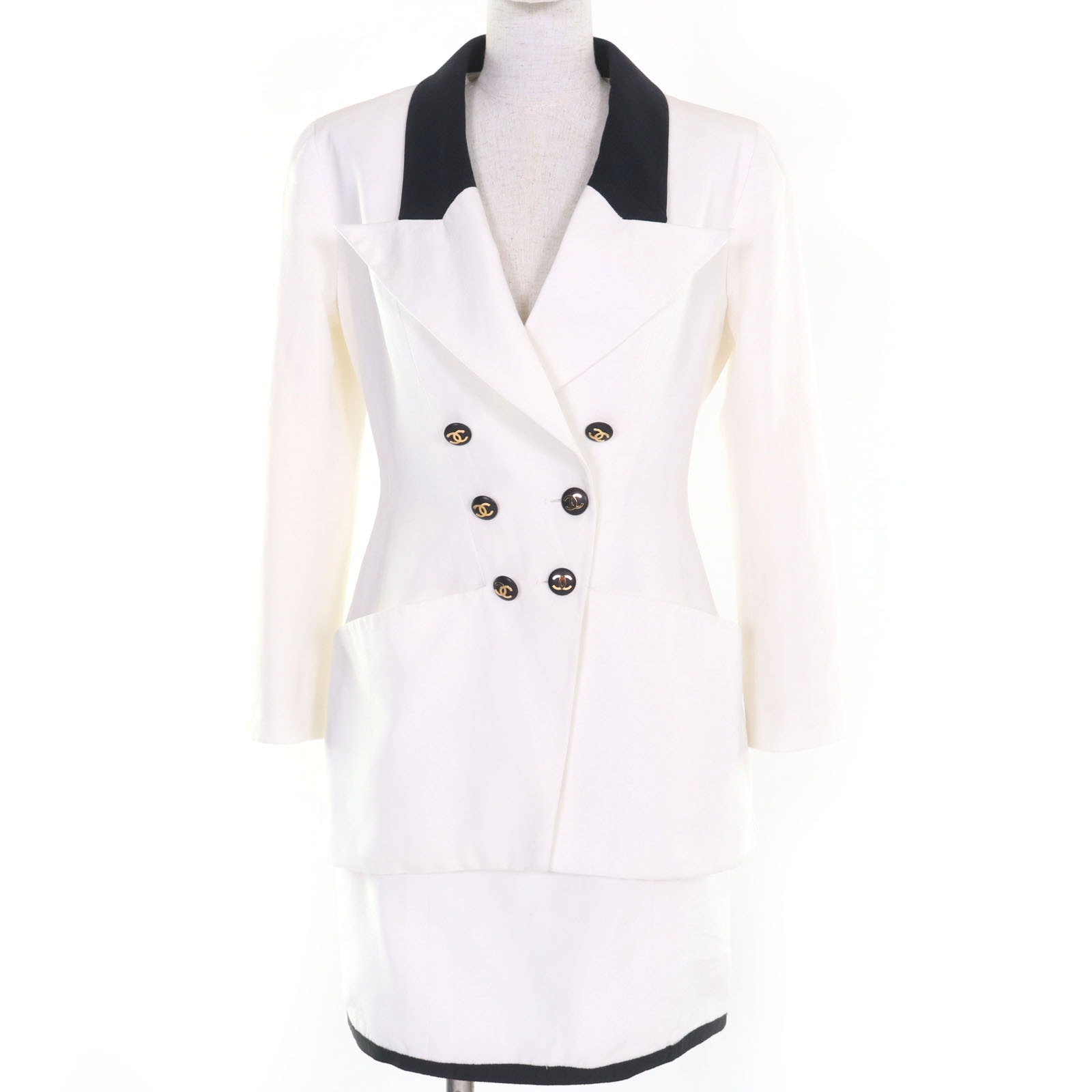 極美品 シャネルブティック
 セットアップ ホワイト ブラック レディース 36