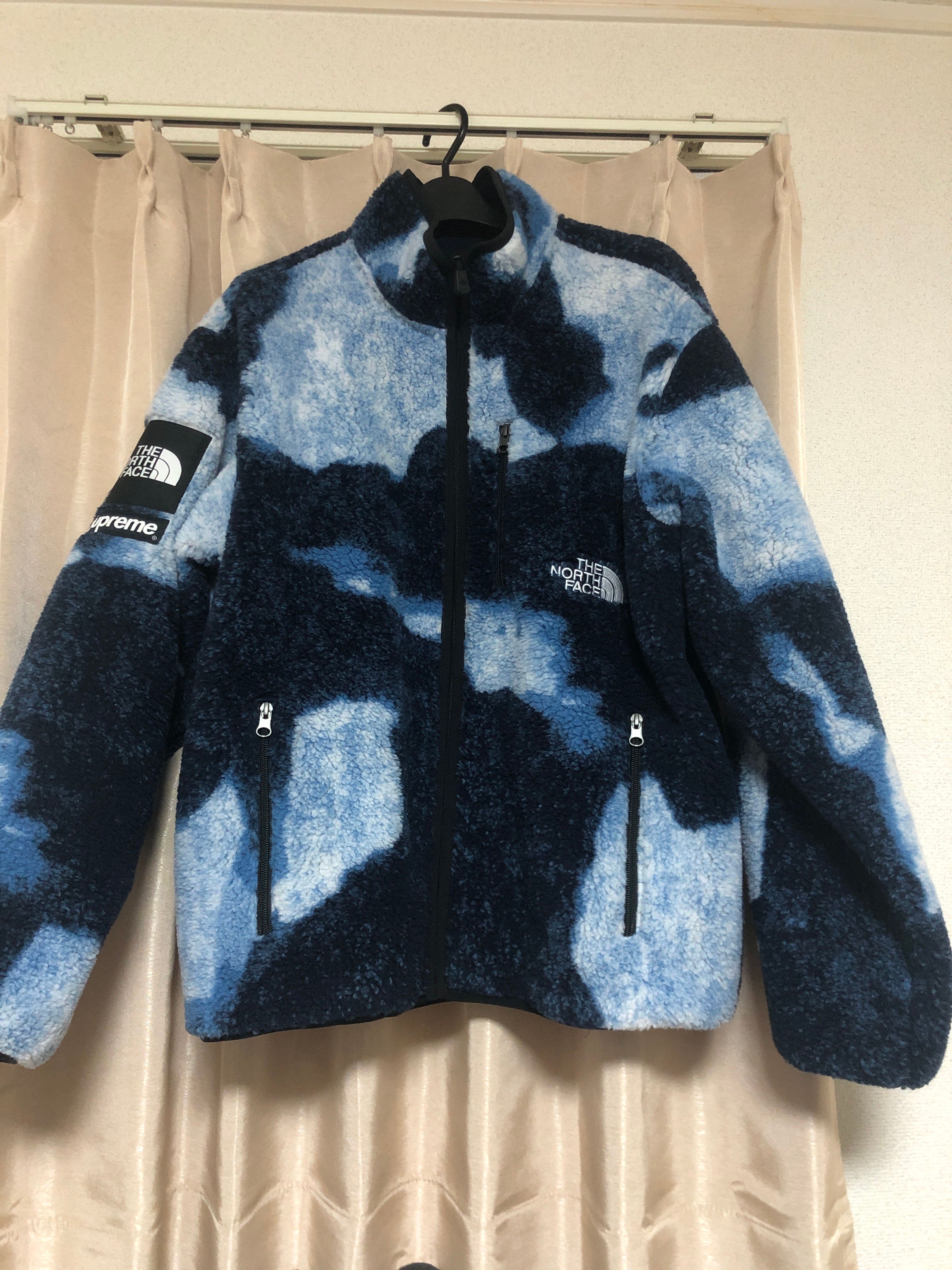 Supreme x The North Face Bleached Denim Print Fleece Jacket "Indigo"