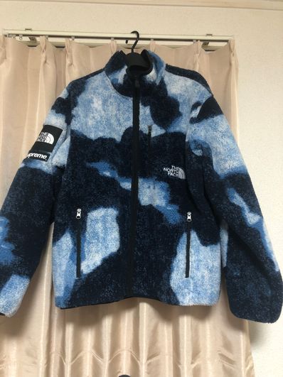 Supreme x The North Face Bleached Denim Print Fleece Jacket "Indigo"