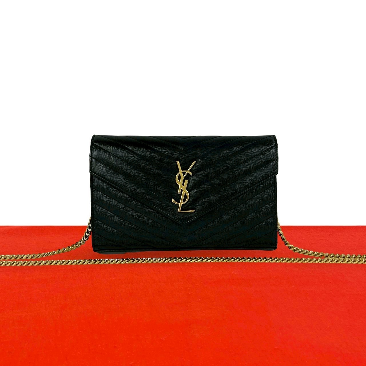 SAINT LAURENT PARIS サンローランパリ YSL ロゴ 金具 レザー ショルダーバッグ ブラック
 37282