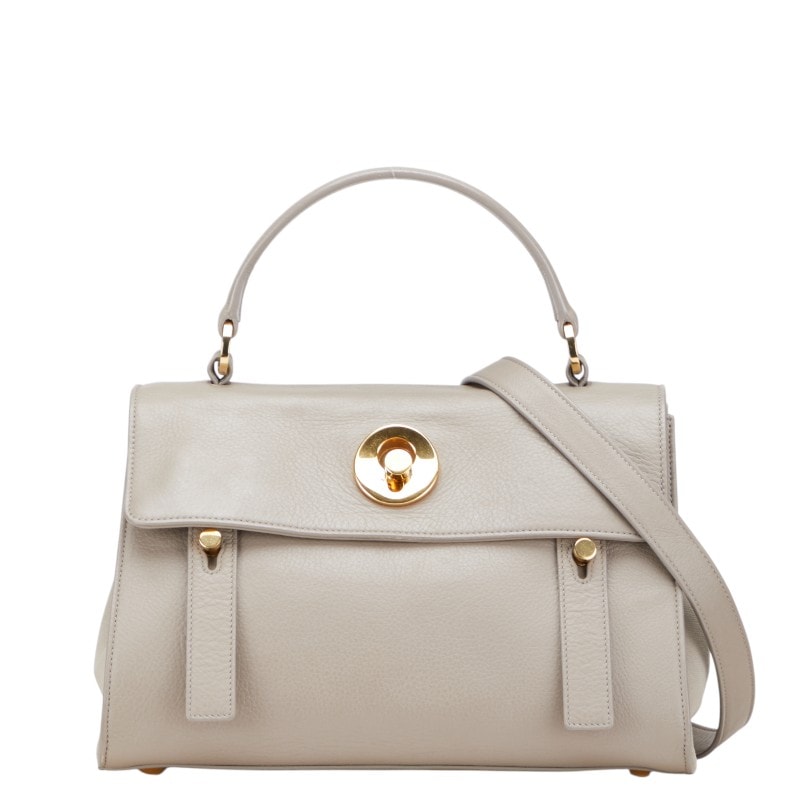 サンローラン ミューズトゥ ハンドバッグ ショルダーバッグ 2WAY 368229 グレージュ レザー キャンバス レディース SAINT LAURENT 中古