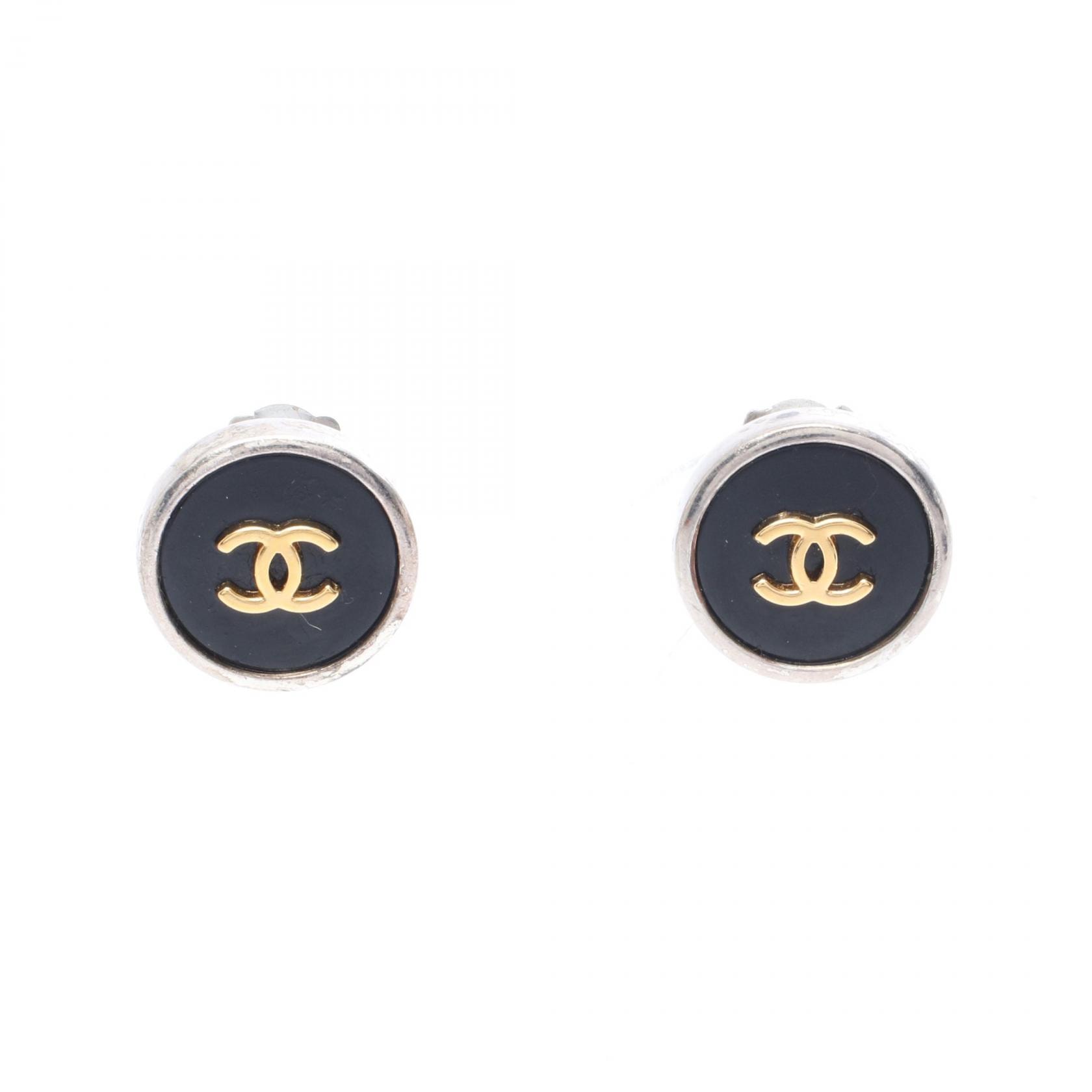 シャネル CHANEL ココマーク サークル イヤリング ジュエリー ステンレススチール GP(ゴールドメッキ) レディース シルバー系 / ブラック系 / ゴールド系 【中古】