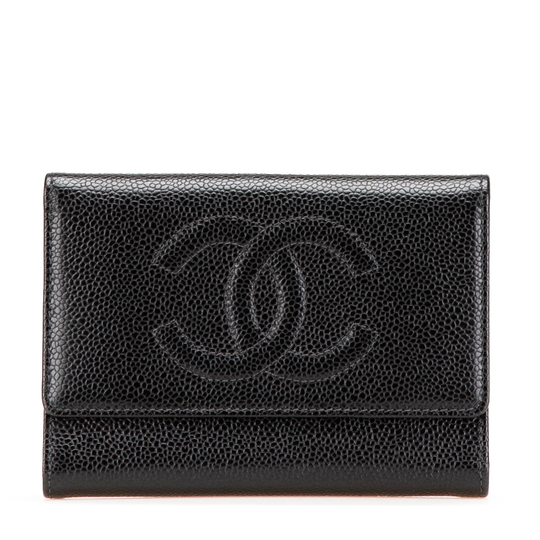 シャネル ココマーク 三つ折り財布 ブラック キャビアスキン レディース CHANEL 【中古】