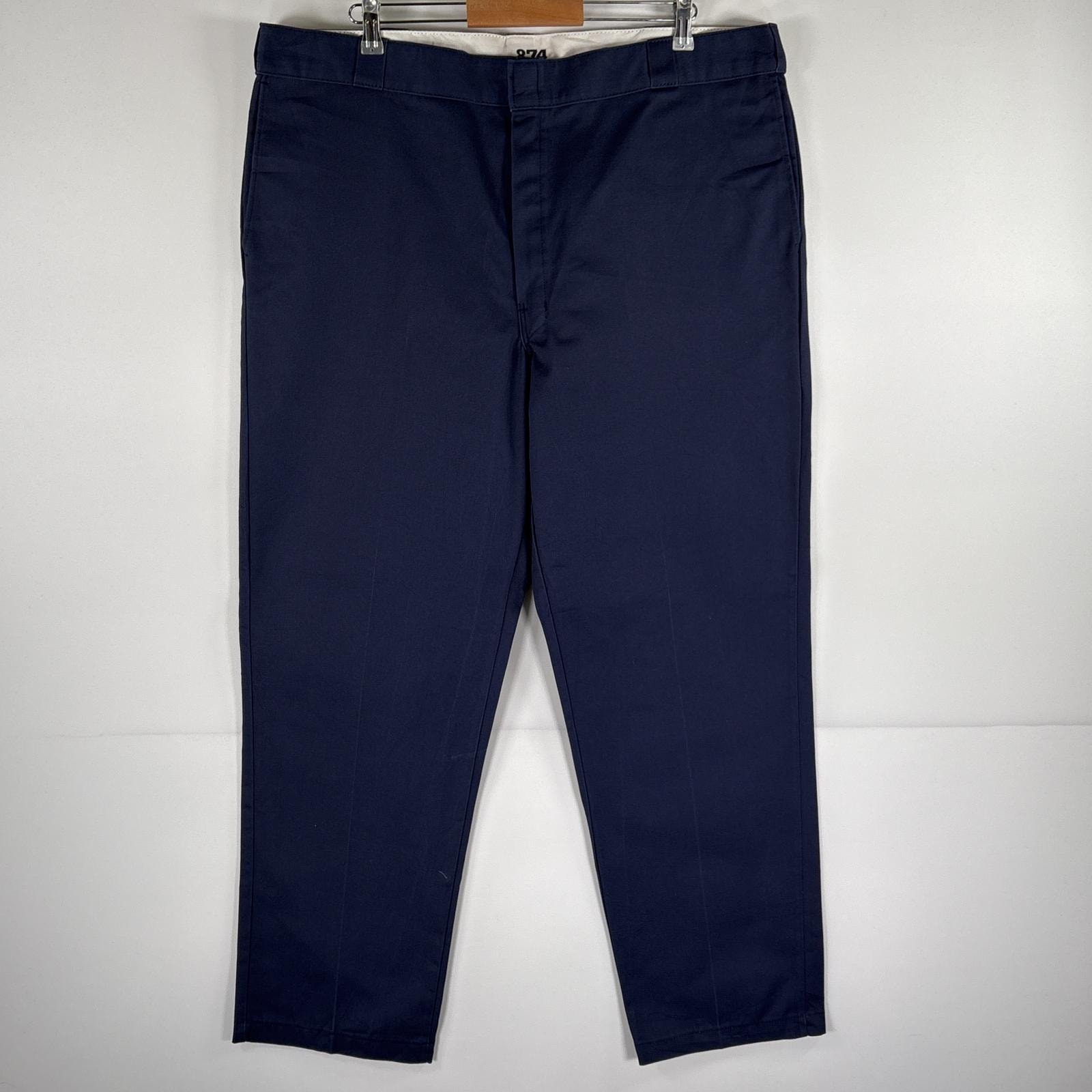古着 ディッキーズ Dickies ワークパンツ 874 テーパード チノパン 大きいサイズ ワンポイントロゴ w44 L32 ネイビー メンズ