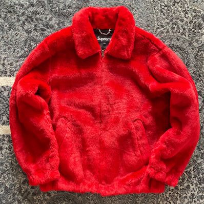 Supreme faux fur 2024 bomber jacket red