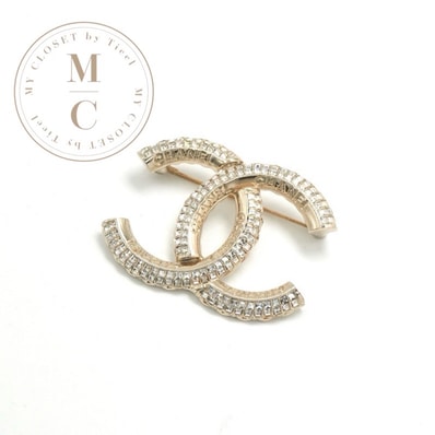 シャネル CHANEL ブローチ コサージュ ゴールド ココマーク ロゴ ラインストーン