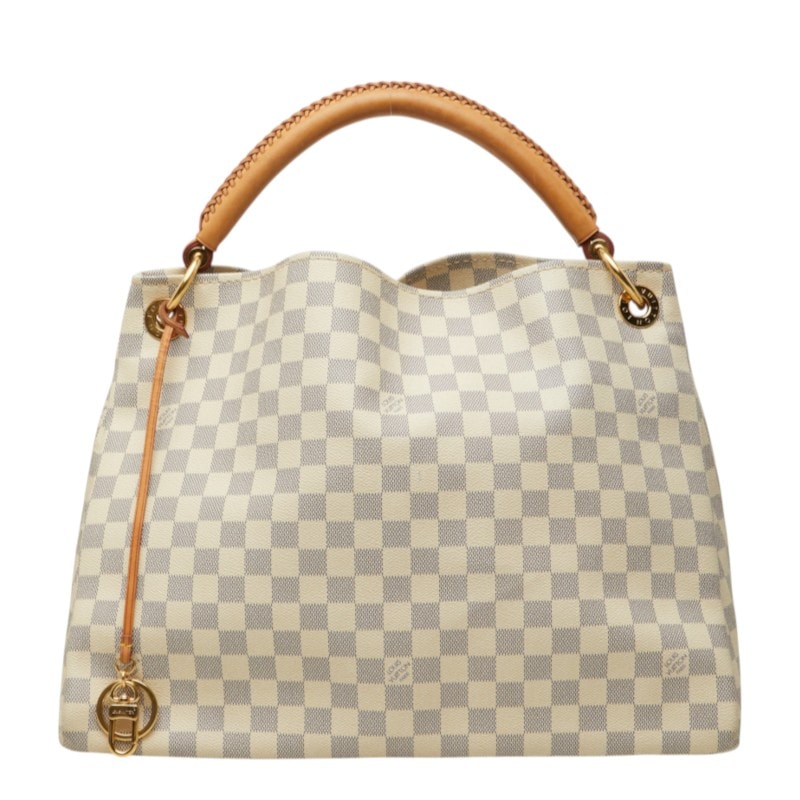 ルイ ヴィトン ダミエ アズール アーツィーMM トートバッグ N41174 ホワイト PVC レザー レディース LOUIS VUITTON 中古