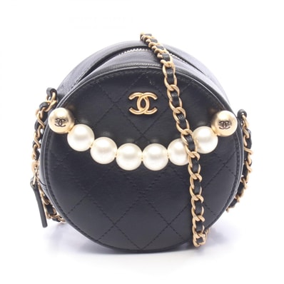 シャネル CHANEL マトラッセ ラウンド ミニ ショルダーバッグ バッグ レザー レディース ブラック系 【中古】