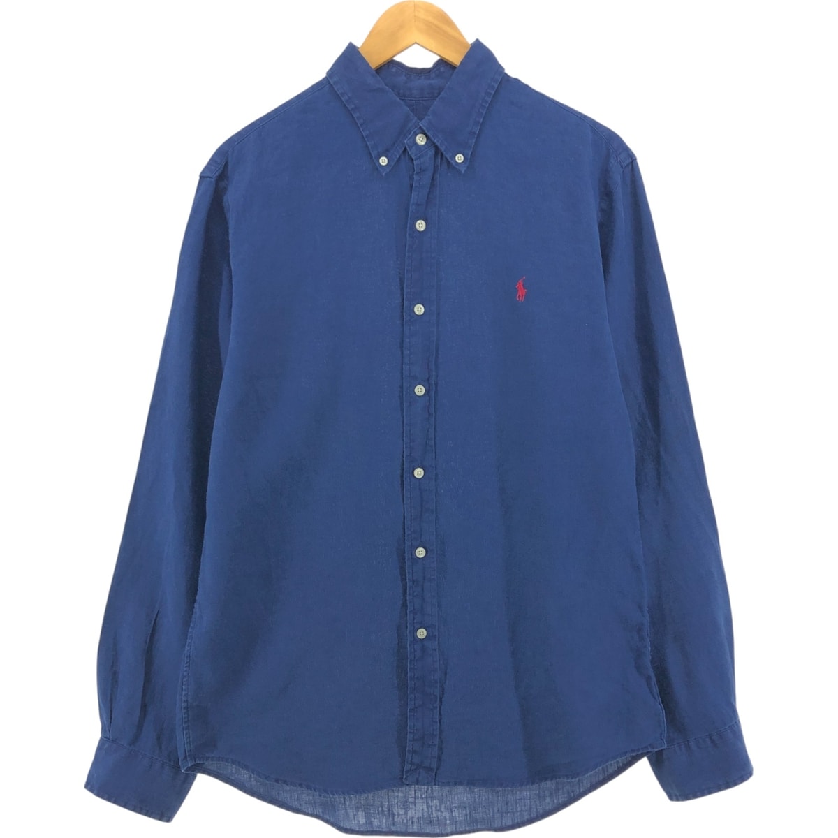 古着 ラルフローレン Ralph Lauren SLIM FIT 長袖 リネン ボタンダウンシャツ メンズL相当/eaa473793