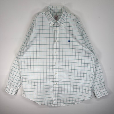 古着 ブルックスブラザーズ Brooks Brothers 長袖シャツ チェック ロゴ 刺繍 MADISON XL グリーン系 マルチカラー メンズ