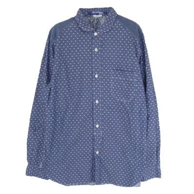 JUNYA WATANABE COMME des GARCONS MAN ジュンヤワタナベコムデギャルソンマン 長袖シャツ AD2019 WD-B020 丸襟 ドット柄 異素材切替 長袖 シャツ ブルー系 S【中古】