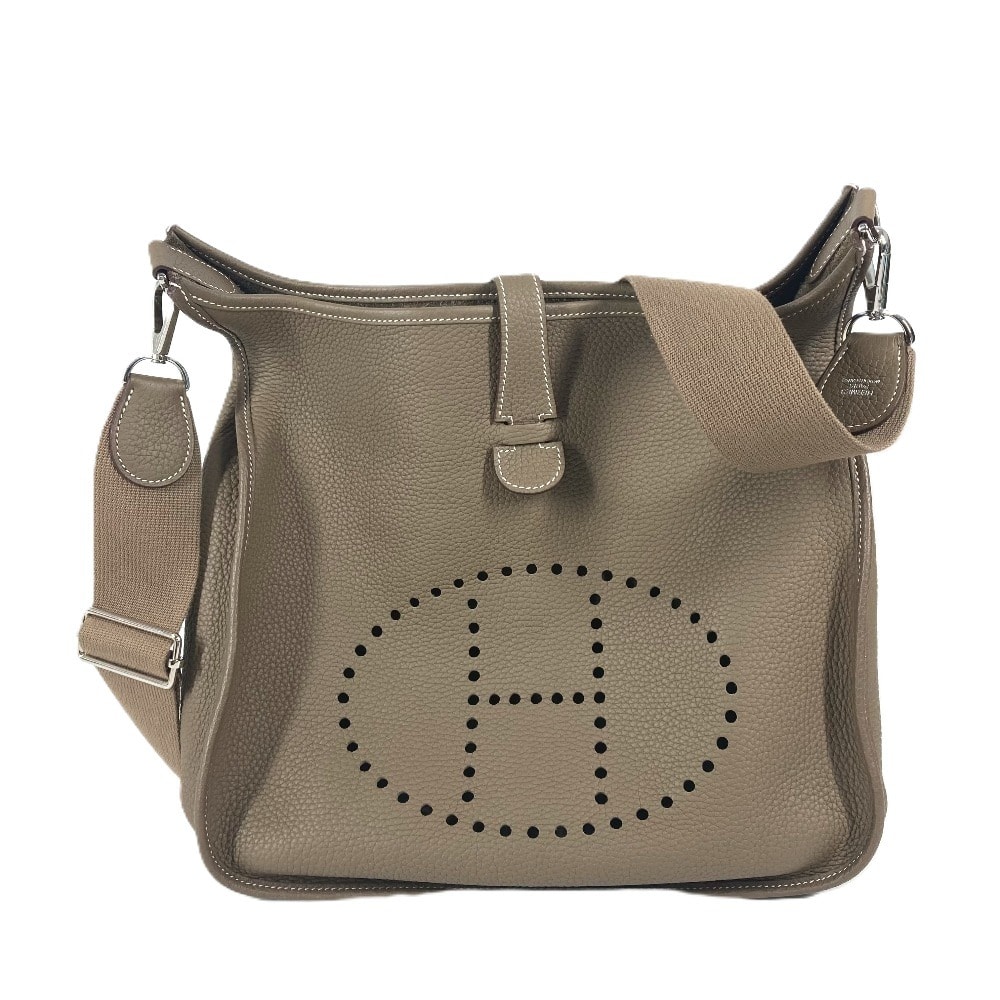 エルメス HERMES エブリン 3 GM カバン H パンチングロゴ 斜め掛け ショルダーバッグ トリヨンクレマンス Y刻 エトゥープ ベージュ 美品