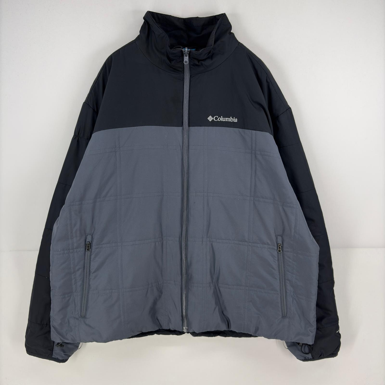 古着 コロンビア Columbia ジャケット 大きいサイズ 中綿 ナイロン ツートンカラー 2XL  グレー系 メンズ
