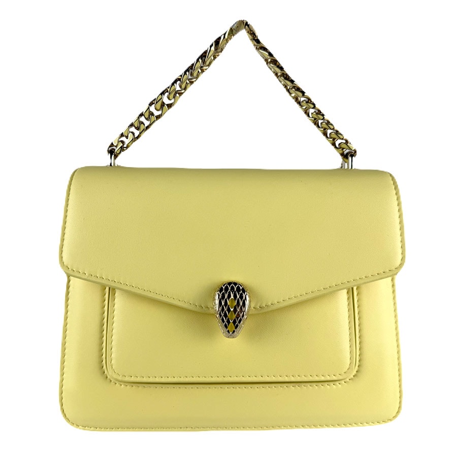 ブルガリ BVLGARI ハンドバッグ 斜め掛けショルダーバッグ セルペンティ レザー/メタル ライトイエロー/ゴールド レディース【中古】 z7948