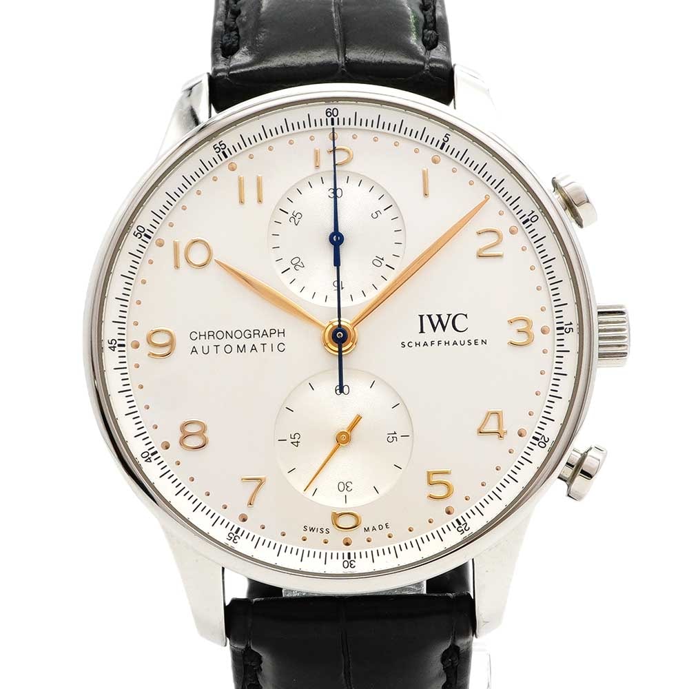 【6wdc0233】IWC アイダブリューシー シャフハウゼン ポルトギーゼ IW371604 シルバー文字盤【中古】腕時計 メンズ