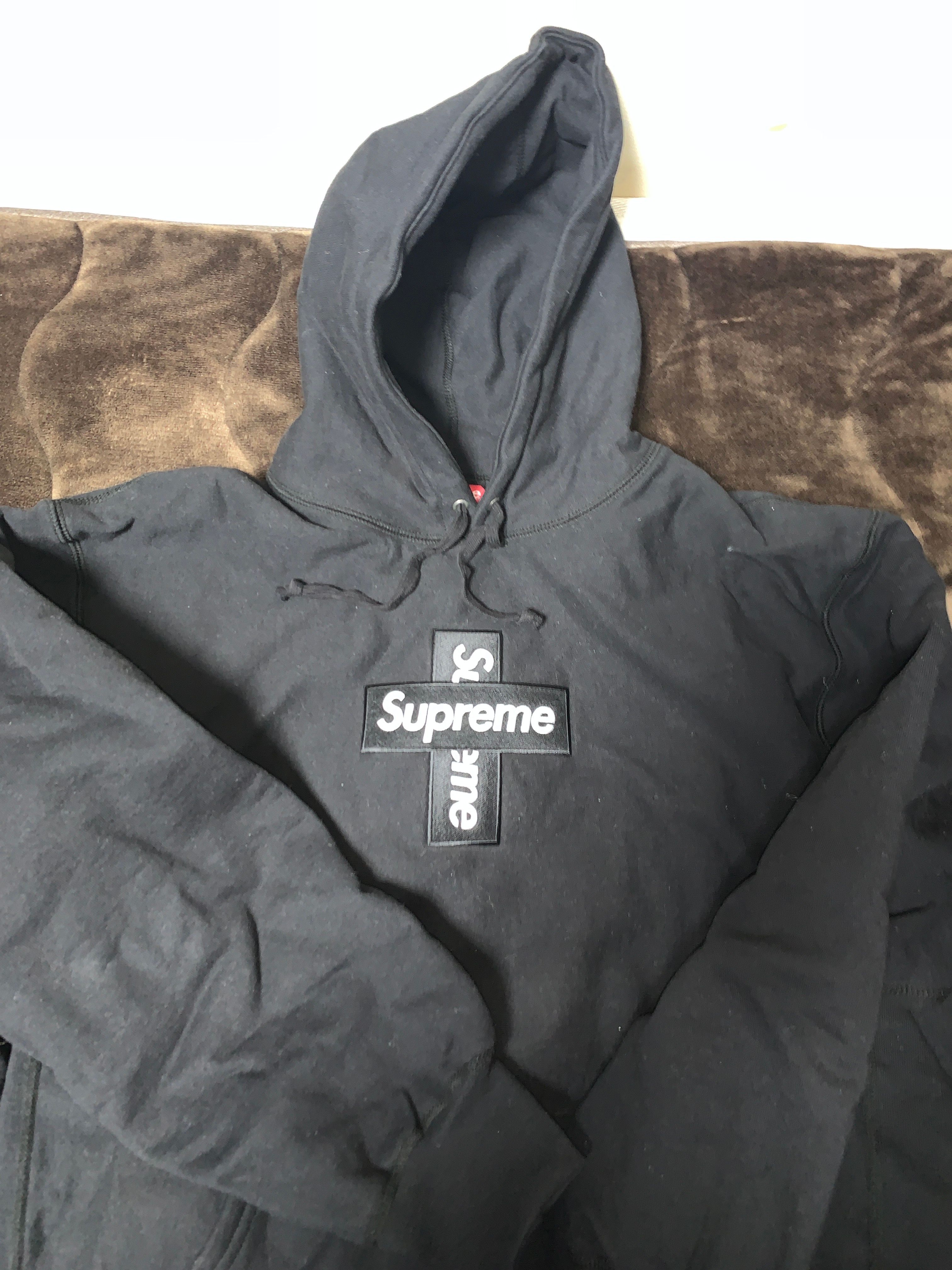 Supreme Cross Box Logo Hooded Sweatshirt "Black"