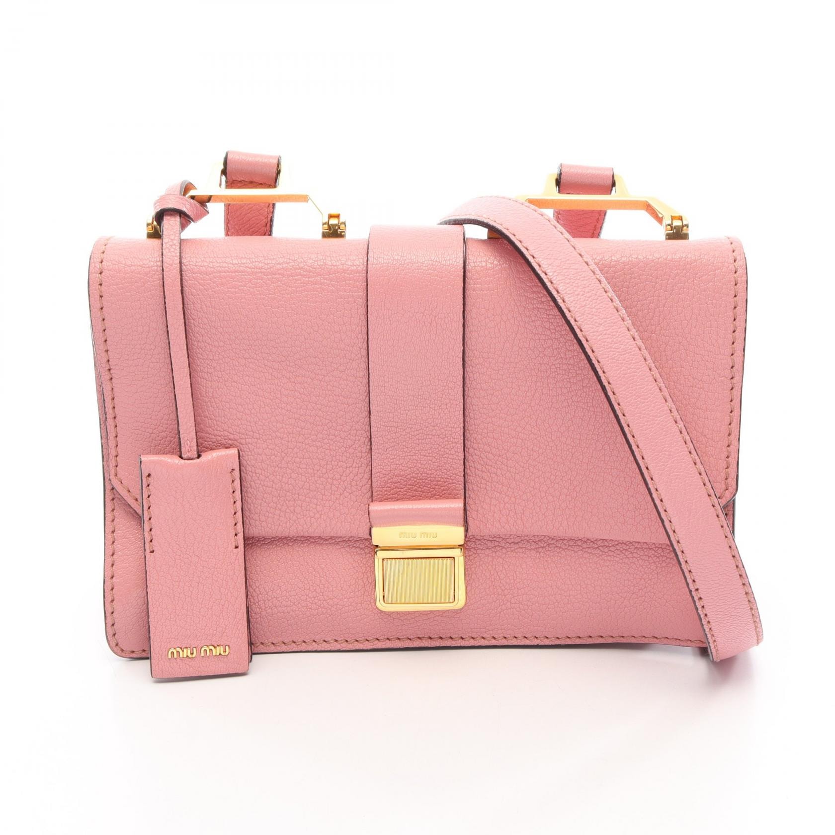 ミュウ ミュウ Miu Miu MADRAS マドラス ショルダーバッグ バッグ レザー レディース ピンク系 【中古】
