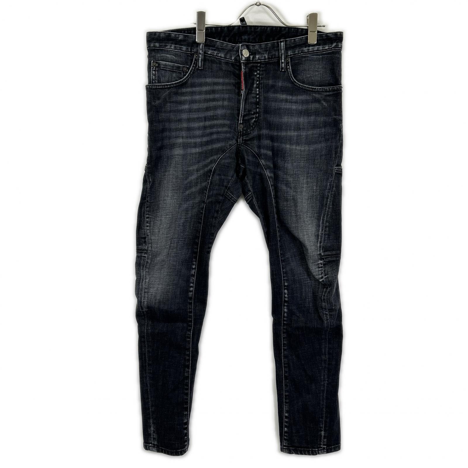 ディースクエアード S71LB1441 ブラック Tidy Biker Jean/タイディバイカー ウォッシュ加工 デニムパンツ 48
