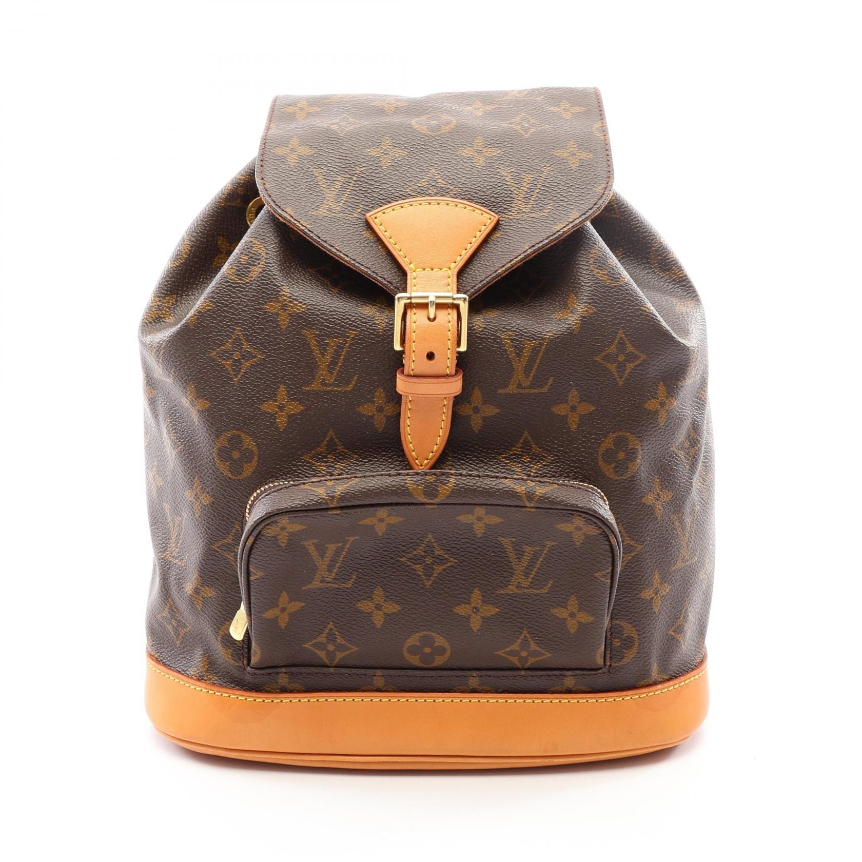ルイ・ヴィトン LOUIS VUITTON モンスリMM リュックサック バックパック バッグ PVCコーティングキャンバス レザー モノグラム レディース ブラウン系 M51136 【中古】