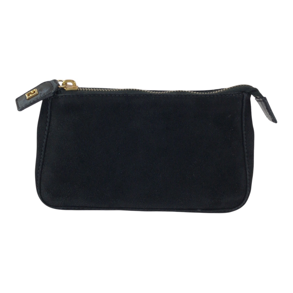 美品 FENDI フェンディ ヴィンテージ ブラック 黒 ゴールド金具 ヌバック ポーチ メイクポーチ 小物入れ 601934 【中古】
