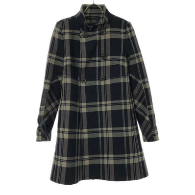 ZARA WOMAN ザラウーマン チェック柄 ミドル丈 コート XS ベージュ系×ネイビー