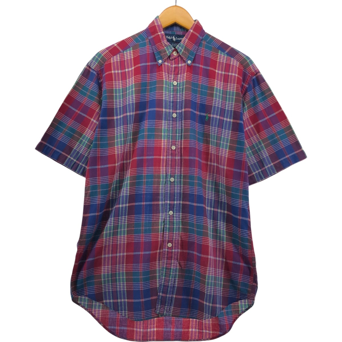 古着 ラルフローレン Ralph Lauren BLAKE マドラスチェック 半袖 ボタンダウンシャツ メンズS相当/eaa553959